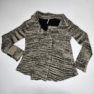 Free People Zebra Yarn Double Breasted  Knit Cardigan Wool Blend Medium